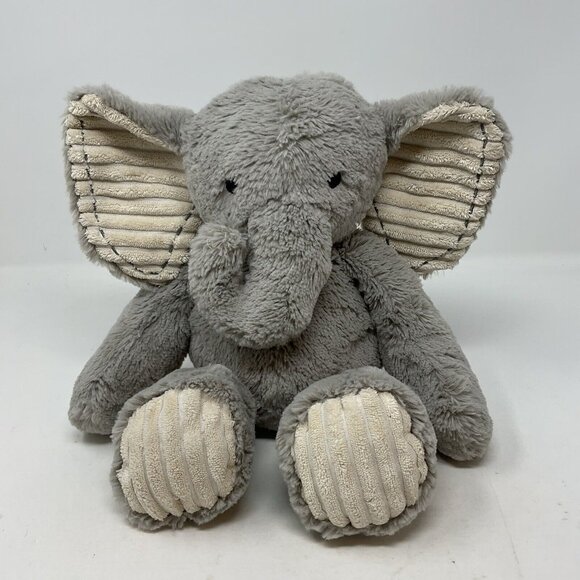 Lambs & Ivy Gray Elephant Plush Stuffed Animal Ribbed Ears Feet Embroidered Eyes - Picture 1 of 10